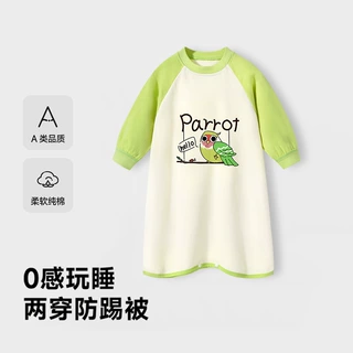 防踢被连体睡衣幼儿秋季睡袍婴儿睡裙春秋a类纯棉宝宝家居服可爱