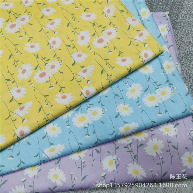 2021年新款小碎花 批发供应全棉菊花印花布 纯棉印花面料 1.6幅宽