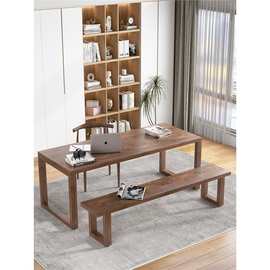 实木纯木头电脑桌简约桌子方形木质设计师办公桌家用书桌工作台