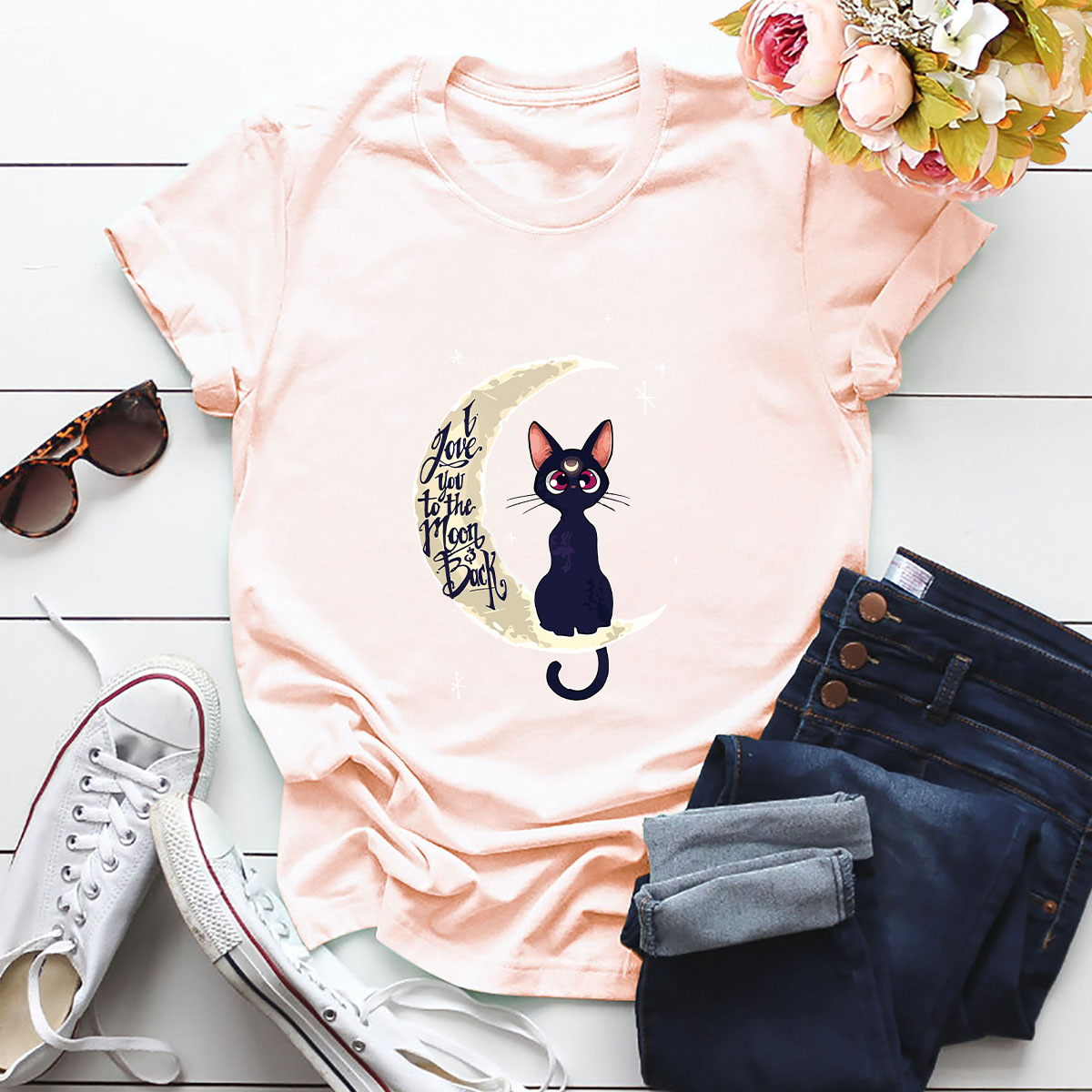 In Stock! Cross-border  Hot European And American Women's Clothing Top Valentine's Day Cat Short-sleeved T-shirt For Women display picture 11