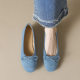 Weiwei Girl 313-22 French Flat Shoes Women's Bow Ballet Shallow Mouth Soft Suede Bean Shoes Women