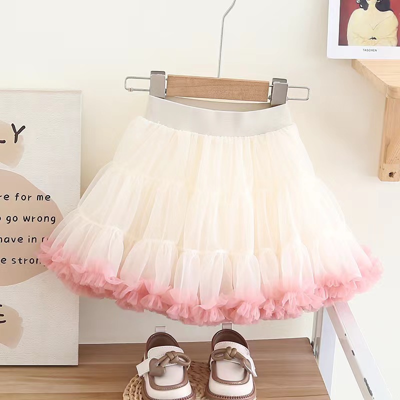Round Neck Neckline Princess Cute Gradient Color Heart Shape Sequins Polyacrylonitrile Fiber Girls Clothing Sets