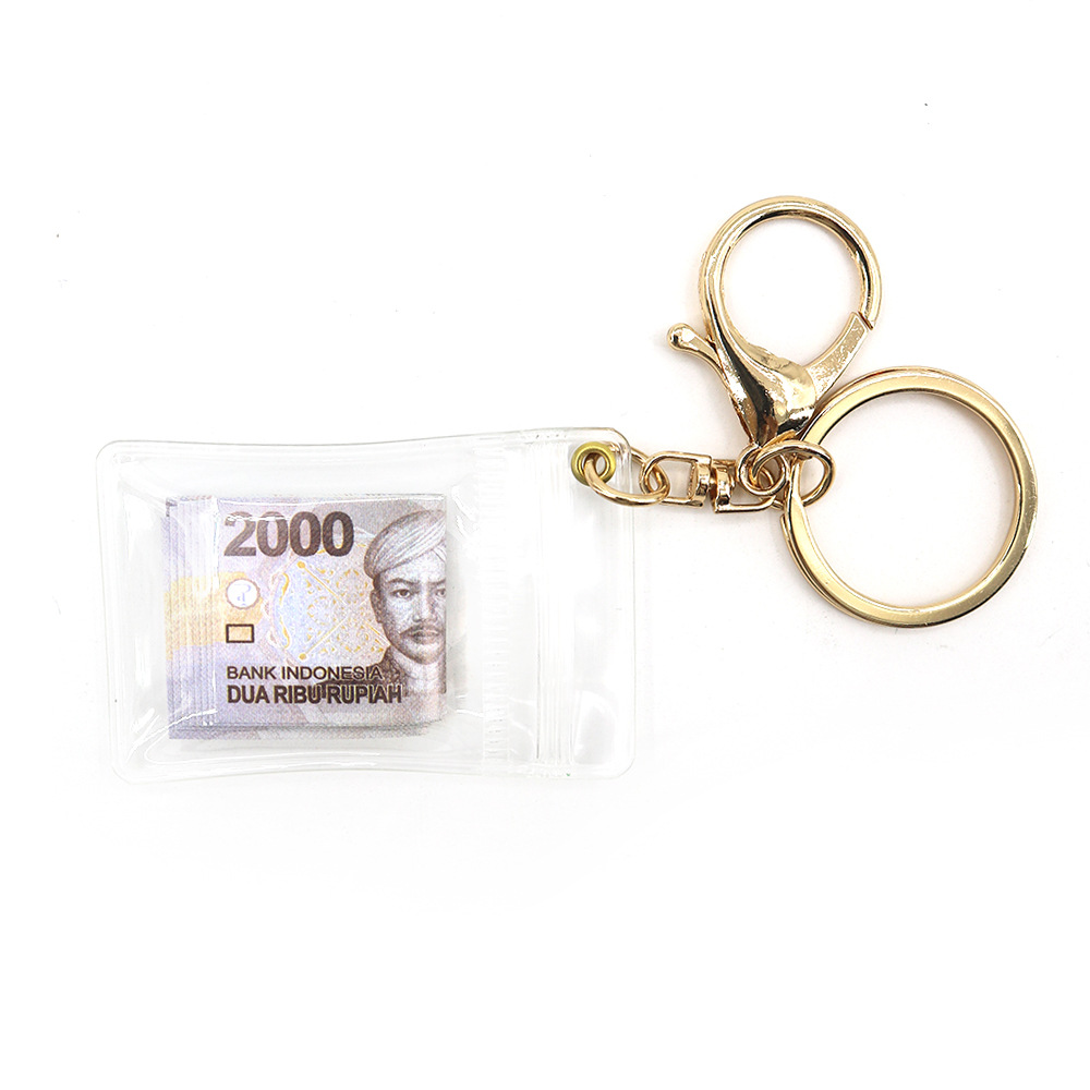 Simulación de dólar de Taiwán, dólar estadounidense, libra, won coreano, moneda indonesia, llavero, colgante de billetes de papel, medalla de oro, colgante de barra de oro, máquina de bebé