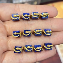 天然青金石蛇缠铜钱隔珠S925银镀金DIY编织串珠手链项链配件百搭