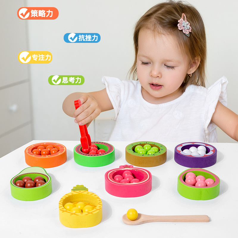 Los niños de madera de la fruta clasificación de color a juego clip cuentas educación temprana ejercicio educativo acción fina color comprensión Juguetes