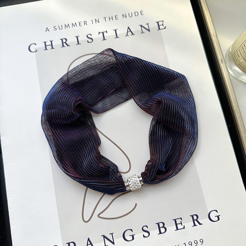 Moda de verano colorido bufandas de seda de absorción de cuello ocio de mujer ocio temperamento red bufandas cortas