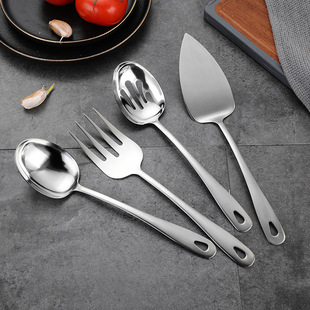 Island Qi stainless steel spoon commercial restaurant buffet fork creative with hook thickened public leak wholesale