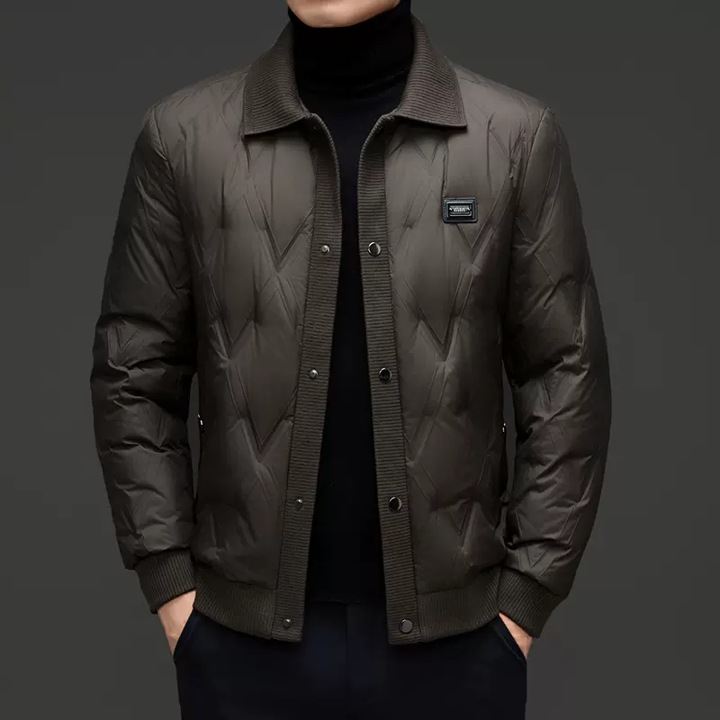 2025男士立领90%鸭绒羽绒服翻领保暖外套冬季新款商务休闲夹克
