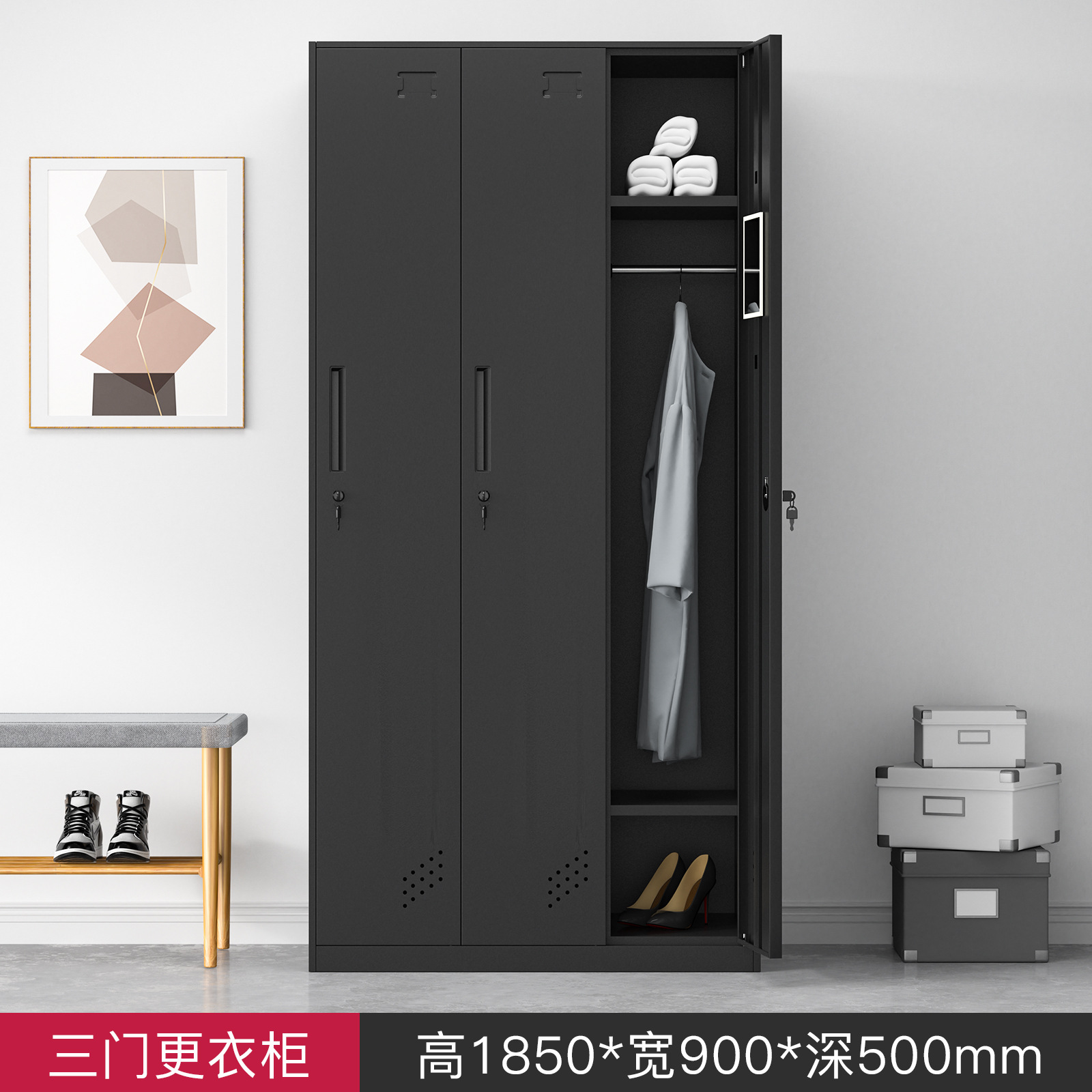 Armario de acero de borde estrecho color de dormitorio de personal armario de almacenamiento grueso baño gimnasio con cerradura cajón de armario