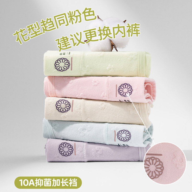 Renovación de la tecnología estándar patentada recordatorio de lavado y reemplazo de bragas de algodón transpirables de entrepierna larga 10A bragas de algodón antibacterianas para mujer