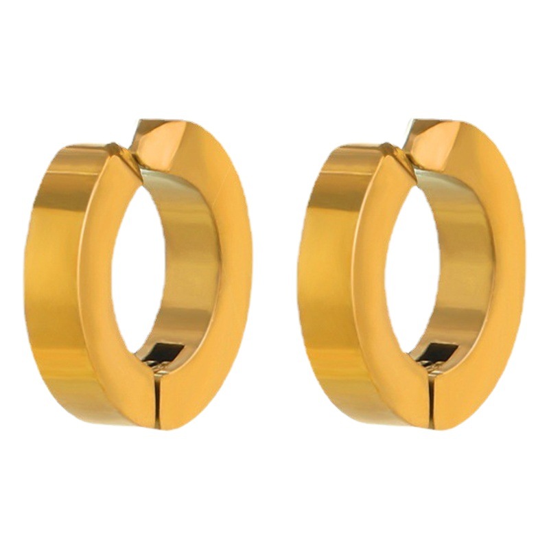 Moda europea y americana redonda geométrica de acero inoxidable clip de oreja de las mujeres simple todo-fósforo real oro electrochapado oreja clip de hueso de la joyería al por mayor