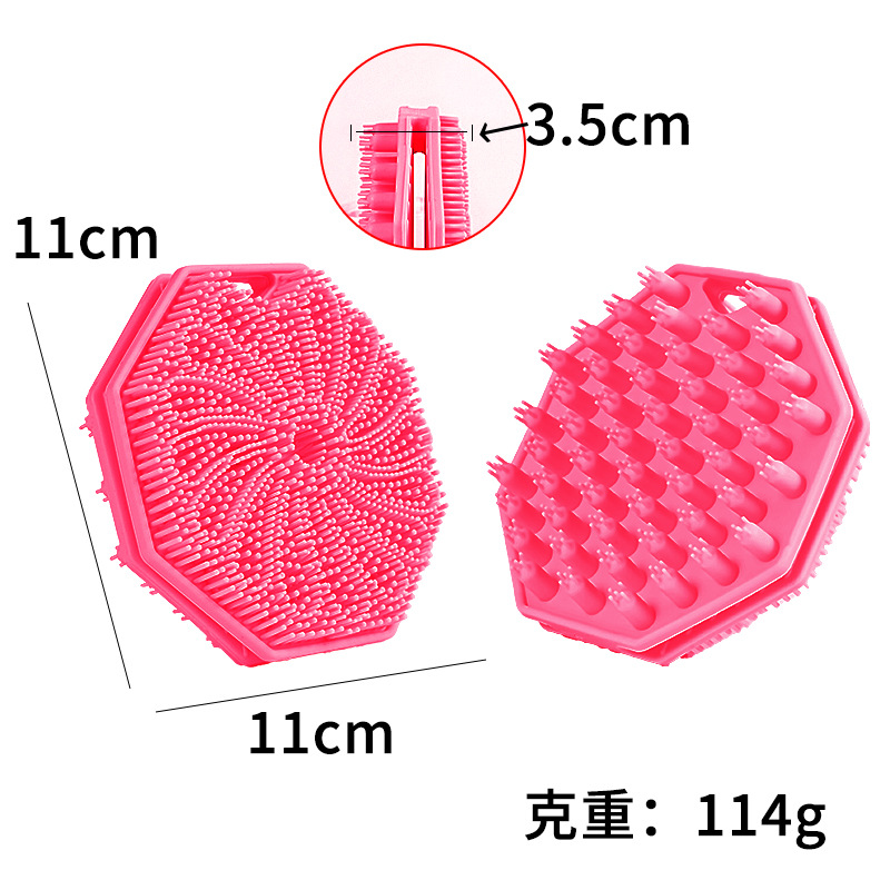 Cepillo de baño de silicona cepillo de baño de doble cara cepillo de baño de silicona artefacto casero cepillo de baño de mango largo frota espalda cepillo de baño de masaje poligonal