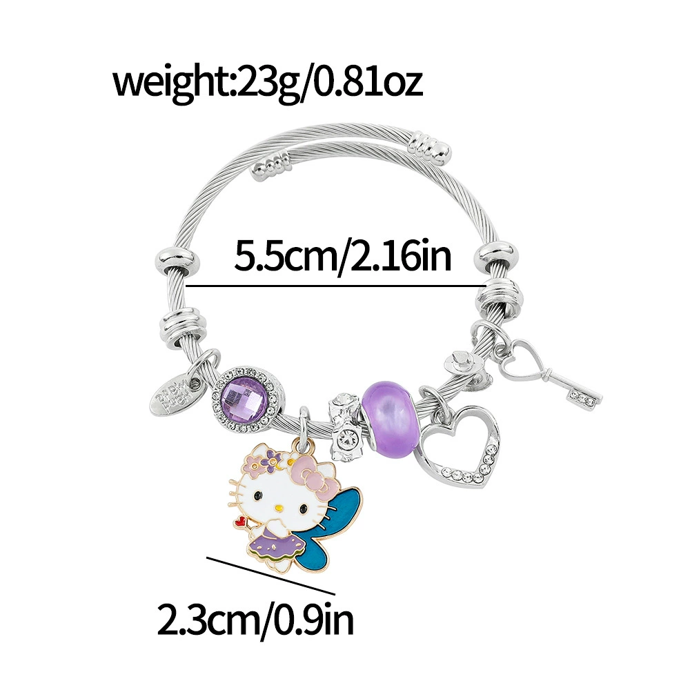 Bracelet (Hello Kitty) Beaded DIY Charm Bracelet, Sanrio Cartoon Motif, 28 g