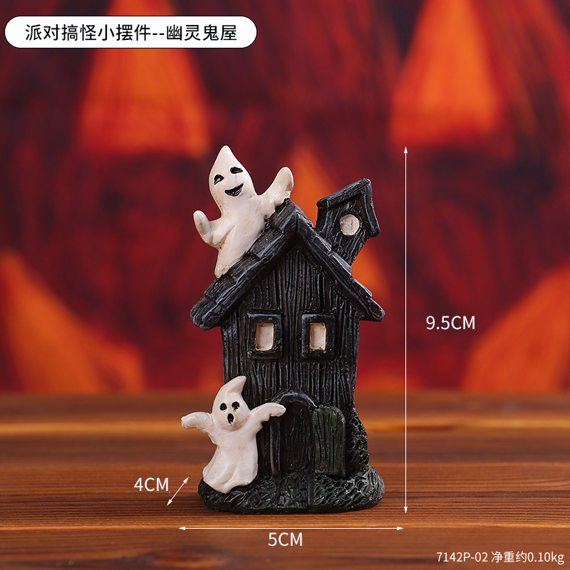 Halloween Pumpkin Haunted House Decorations Resin Props Ornaments Desktop Atmosphere Layout Creative Mini Haunted House Ornaments