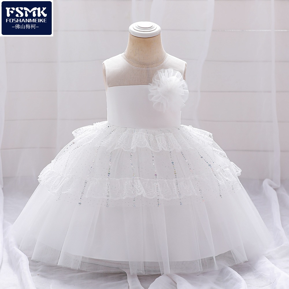 Ropa para niños europeos y americanos Nuevo vestido de niña de flores infantil vestido de niña cumpleaños fotografía vestido de un año image 1