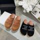 Arc De Triomphe Genuine Leather Flats Toe Half Slippers for Women 2025 Summer New Fashion Versatile Outer Wear Rivet Mule Shoes