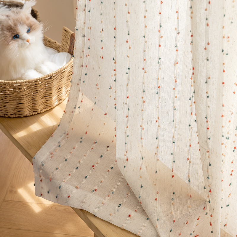 Ventana francesa translucente hilo blanco sala de estar dormitorio sombra de sol habitación de niños cortina arco iris dulces ventana flotante