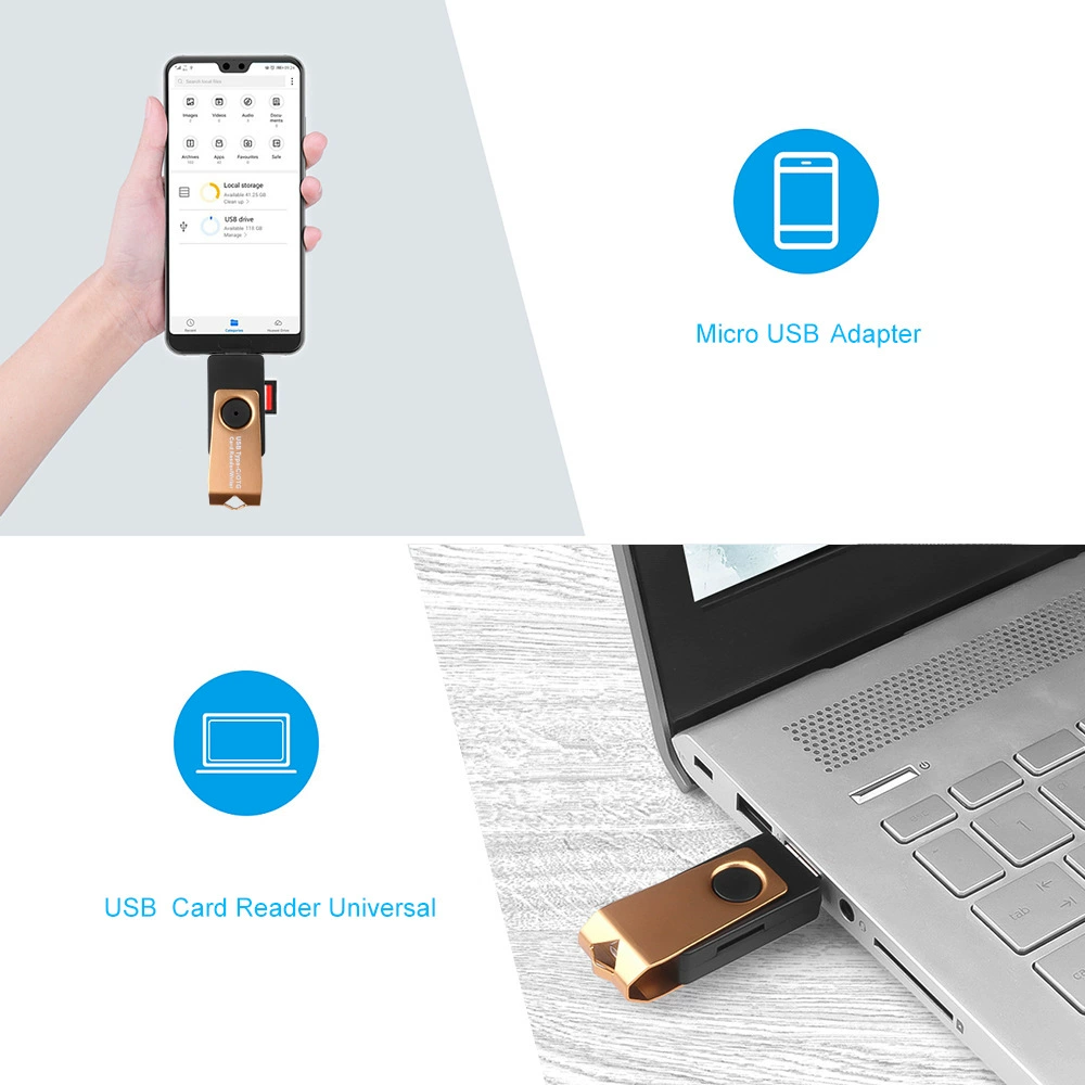 DM-HC46 тройной один Micro+Type-C+USB 2.0 считыватель TF-карт для Android телефона и компьютера универсальный