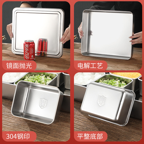 Commercial 304 stainless steel seasoning box seasoning jar set Japanese flavor box condiment square box food sample display box
