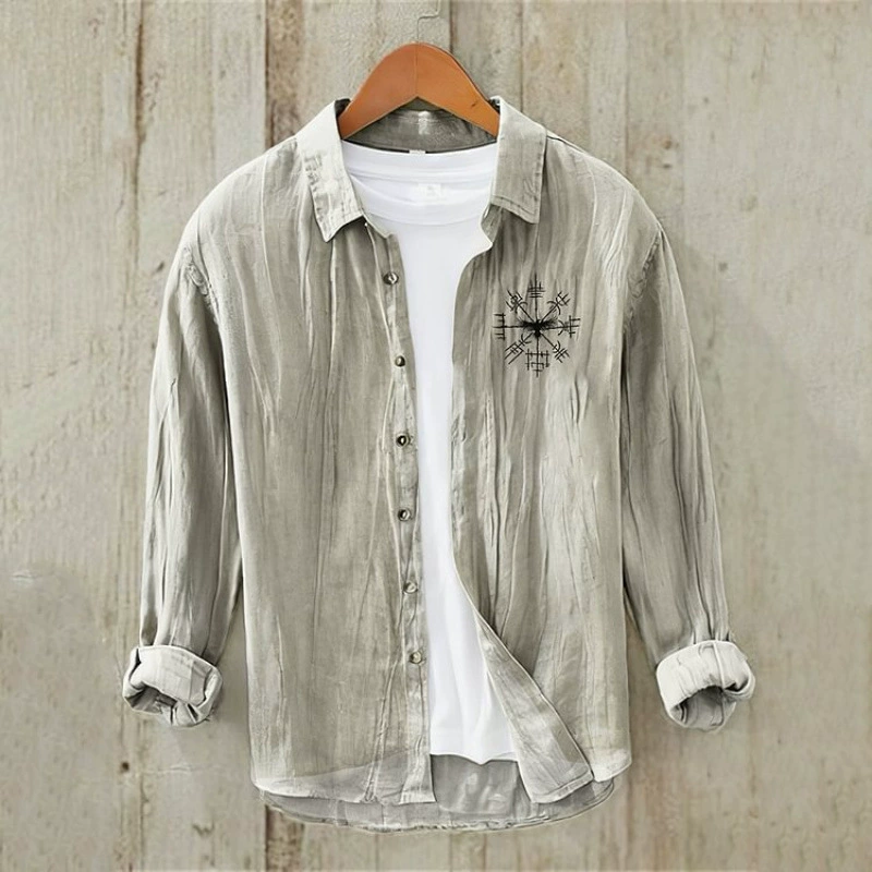 Весенние и осенние тонкие топы, простые модные однотонные льняные рубашки с длинными рукавами в китайском стиле, европейские и американские прямые продажи, универсальный заводской магазин