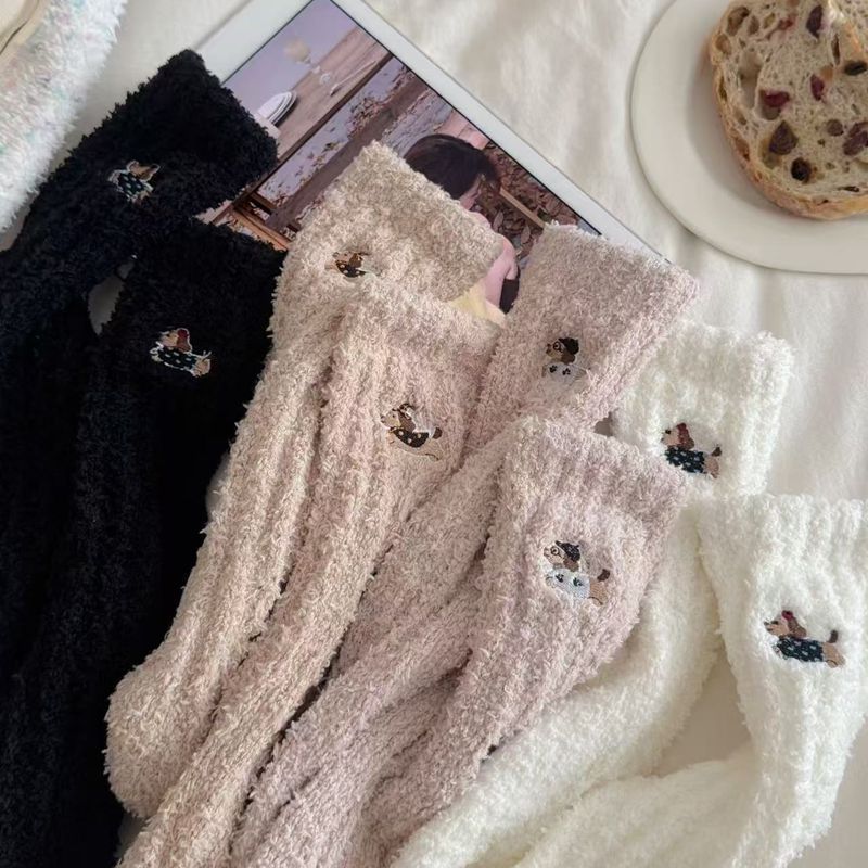 Calcetines de Piso para Interior de Adulto de Poliéster, Térmicos y Antifricción para Invierno