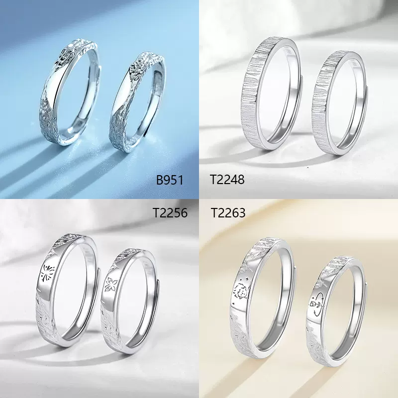 七夕情人节对戒礼物纯银999小众轻奢设计INS风高级感情侣开口戒指