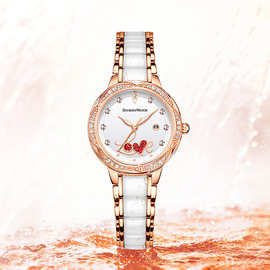 得意鸟DAYBIRD时尚高级感石英表LOVE系列温润陶瓷钢带薄款女手表