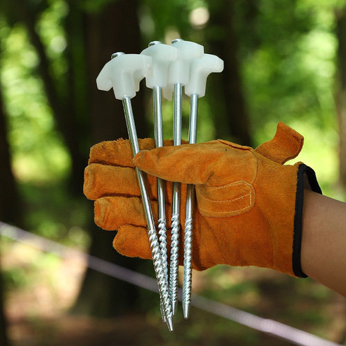 Outdoor threaded luminous ground nails camping tent canopy beach windproof fixed steel nails extended ground 25cm