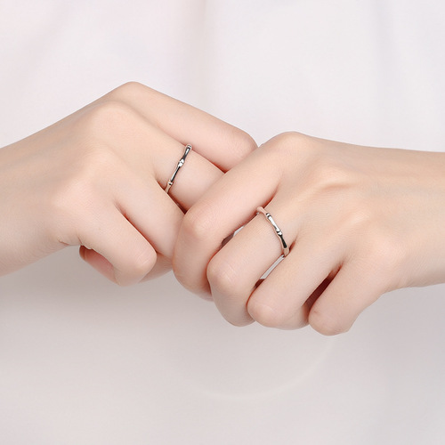 s925 sterling silver bamboo ring for couple, simple niche design, ins has you bamboo enough ring for girlfriend