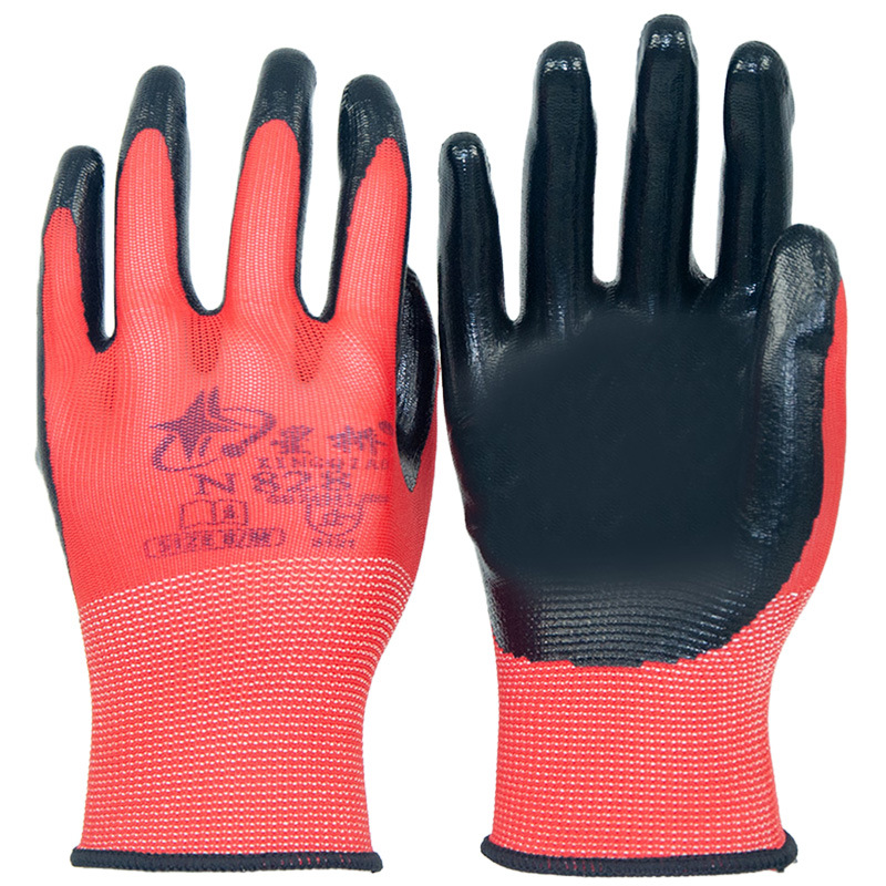 Xingyu Xingqiao N829 guantes de nitrilo impregnados de goma resistentes al desgaste y antideslizantes guantes de protección laboral