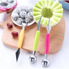 Fruit Scooper Stainless Steel Watermelon Scooter Kitchen Watermelon Carving Knife Fruit Scoop Serving Spoon Platter Scoop