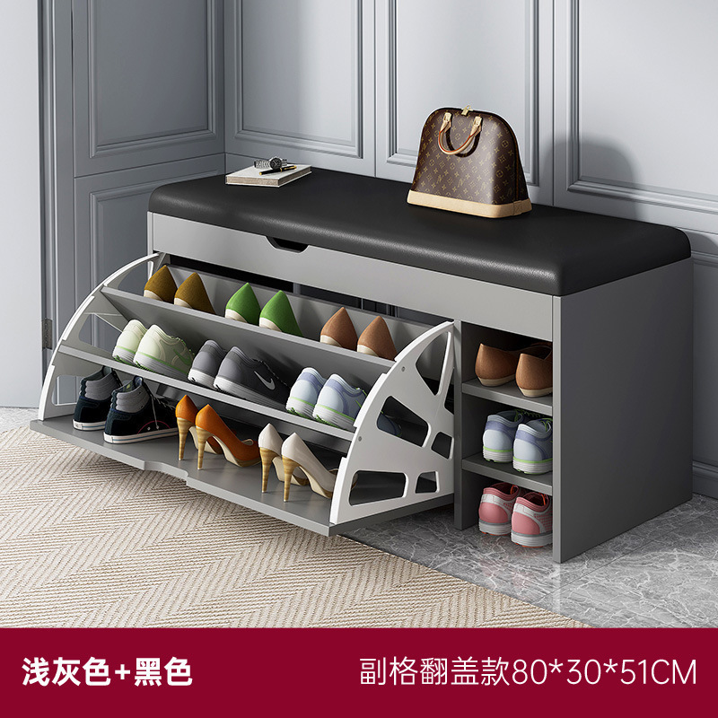 転倒式靴交換スツール、家庭用玄関靴キャビネット、座って靴を履けるスツール、玄関スツール、ネット有名人のエントリーソフトバッグクッション靴ラック|undefined