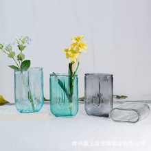 北欧ins风创意玻璃花瓶透明U型插花瓶干鲜花花器轻奢软装饰品摆件