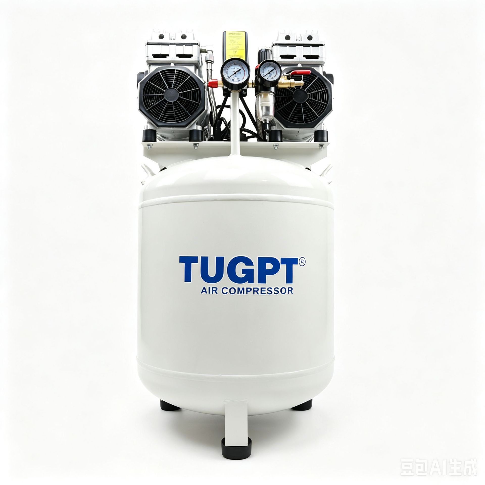 TUGPT Vertical 60L Small Oil-Free Air Compressor for Dental Laboratory, Woodworking, Packaging, Mobile Air Compressor