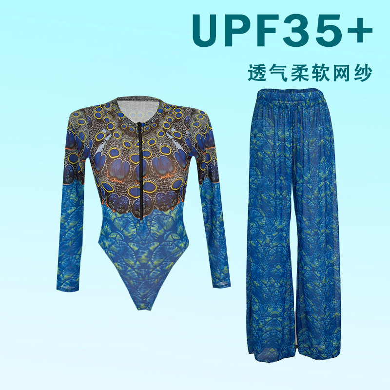 UPF35 + protector solar de mangas largas trajes de baño para mujeres europeas y americanas trajes de baño de secado rápido de alta elasticidad image 1