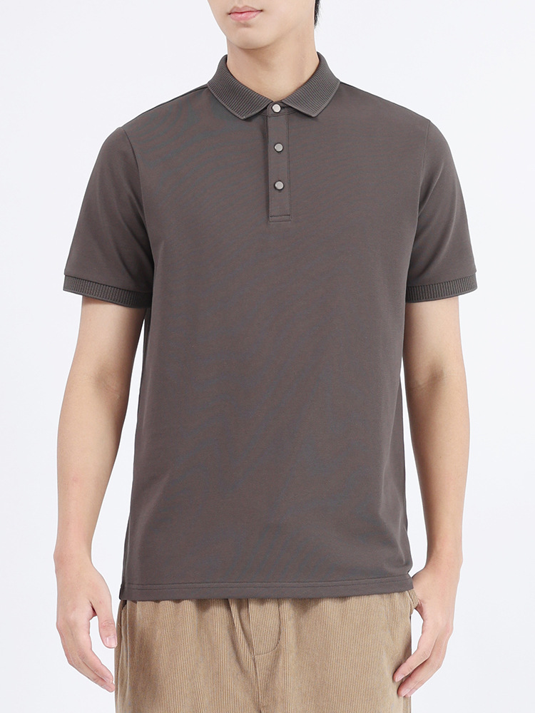 Hombres de alto nivel polo camisa de manga corta hombre de verano de negocios casual de color sólido con cuello de chaqueta de hombre cuello de camisa