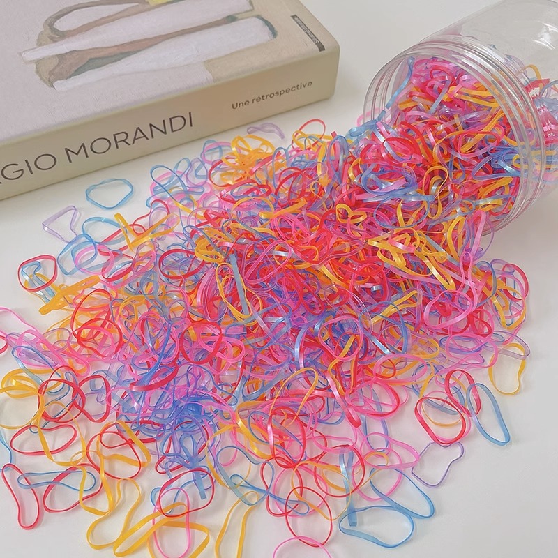 Banda de goma desechable para el cabello no lastimado Anillo de goma para trenza de niña Banda de goma Color Valor de alta cuerda elástica para el cabello Tocado