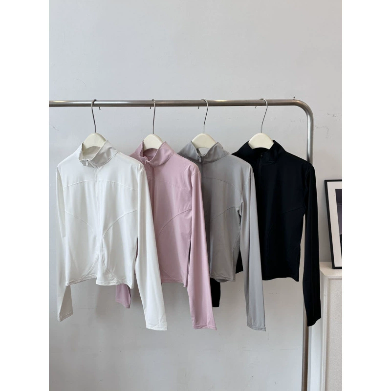 Солнцезащитная одежда из ледяного шелка с воротником-стойкой для женщин, летняя солнцезащитная куртка, дышащий и универсальный топ, тонкая трехмерная солнцезащитная одежда с защитой от ультрафиолета.