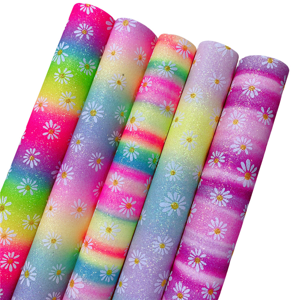 厂家直销彩虹格利特渐变色小菊花皮带表带手袋箱包手工创意皮革