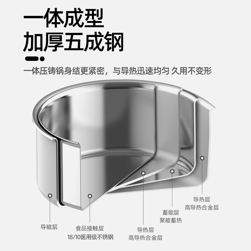acero de tres capas 316 acero inoxidable cocinador de vapor de cocción doméstico extra grueso cocinador integral cocinador de grado de alimentos cocinador electromagnético quemador