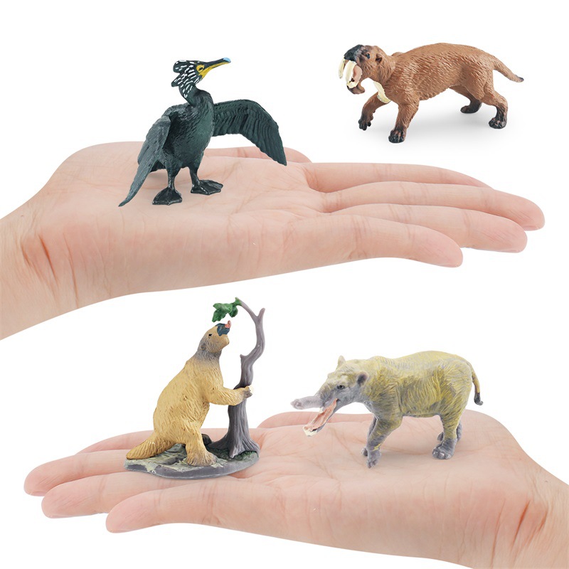Simulación cognitiva de los niños dientes de sable Tigre pala diente estatua Ling blanco nutria de tierra bosque extinción animal modelo adornos estáticos