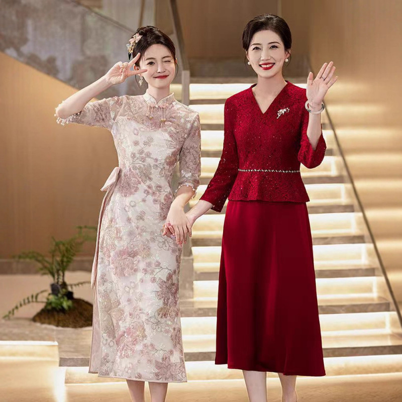 xxnz6615喜婆婆婚宴装新中式连衣裙2025秋季新款结婚礼服妈妈喜服|undefined