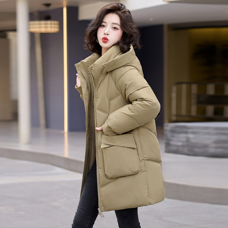 Down Jacket Women's Mid-Length Winter 2025 New Korean Style Loose Thickeneded Bread Pie Jacket High Fashion Jacket