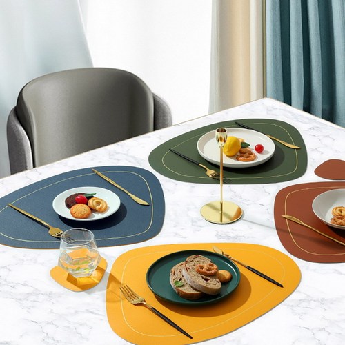 Nordic style Instagram style western food mat double-layer irregular oil-proof heat-insulating mat hotel leather PVC table mat wholesale plate mat