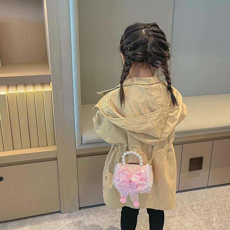 Estilo coreano de los niños bolsa de moda princesa arco bolso de estilo occidental chica estilo Chanel cadena mensajero bolsa de hombro