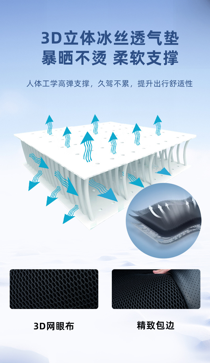 Summer car ventilation seat cushion, cooling seat pad, summer cool breathable cooling pad, truck backrest with fan