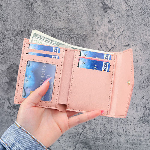 新款钱包女森系三折零钱包小巧折叠卡套多卡位小清新钱包卡包一体