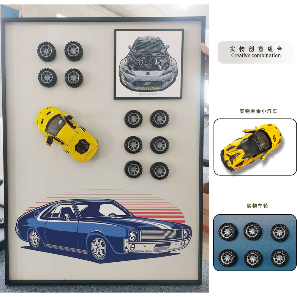 Coche pintura decorativa tridimensional pintura real de vapor sala de estar comedor colgante pintura dormitorio niños pasillo mural