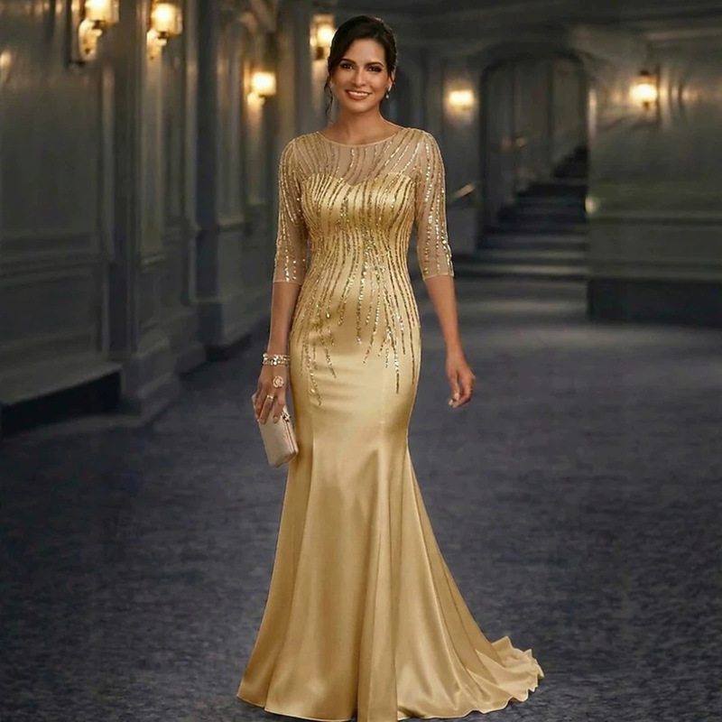 2026 Spring/Summer New Cross-Border Women's Sleeveless Strapless Gold-Embellished Bodycon Prom Dress Sexy Gown 2026 Spring/Summer New Cross-Border Women's Sleeveless Strapless Gold-Embellished Bodycon Prom Dress Sexy Gown