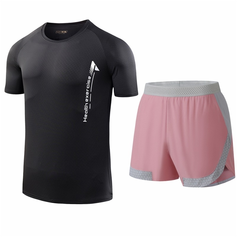 Traje deportivo de seda de hielo para hombres secado rápido transpirable verano delgado para correr manga corta para hombres suelta moda de tamaño grande